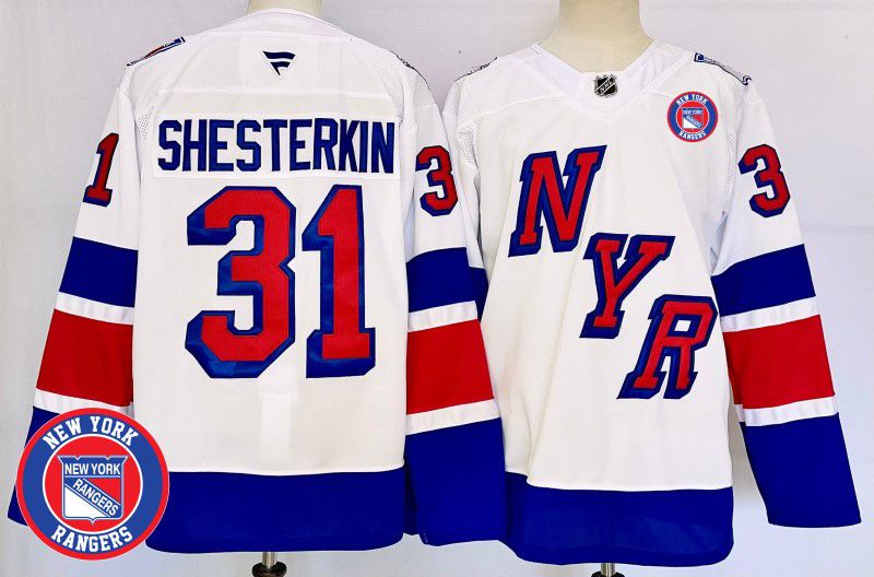Men New York Rangers #31 Shesterkin White Fanatics 2025 NHL Jersey style 4